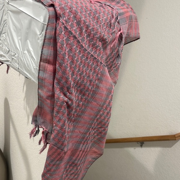 Pink and Gray Checkered Scarf - Picture 2 of 5